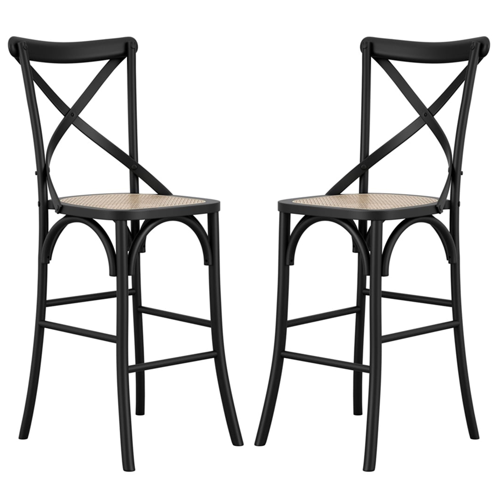 Flint Black Wooden Counter Bar Stools In Pair