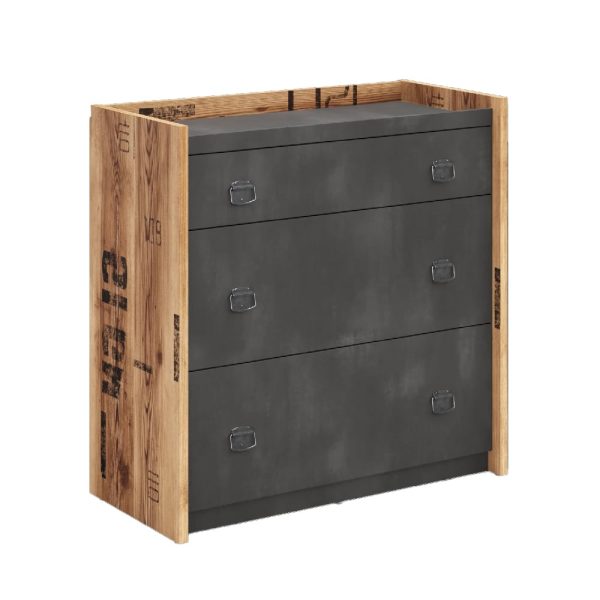 Flint Wooden Chest Of 6 Drawers In Raw Steel | Bed Sava