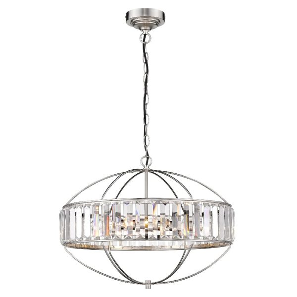Flor Clear Crystal Shade Pendant Light Oval In Satin Nickel | Bed Sava