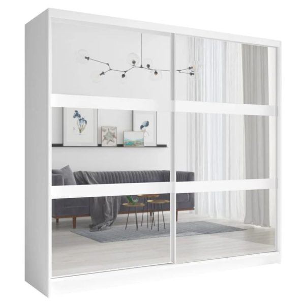 Flora Mirrored Wardrobe With 2 Sliding Doors In White | Bed Sava