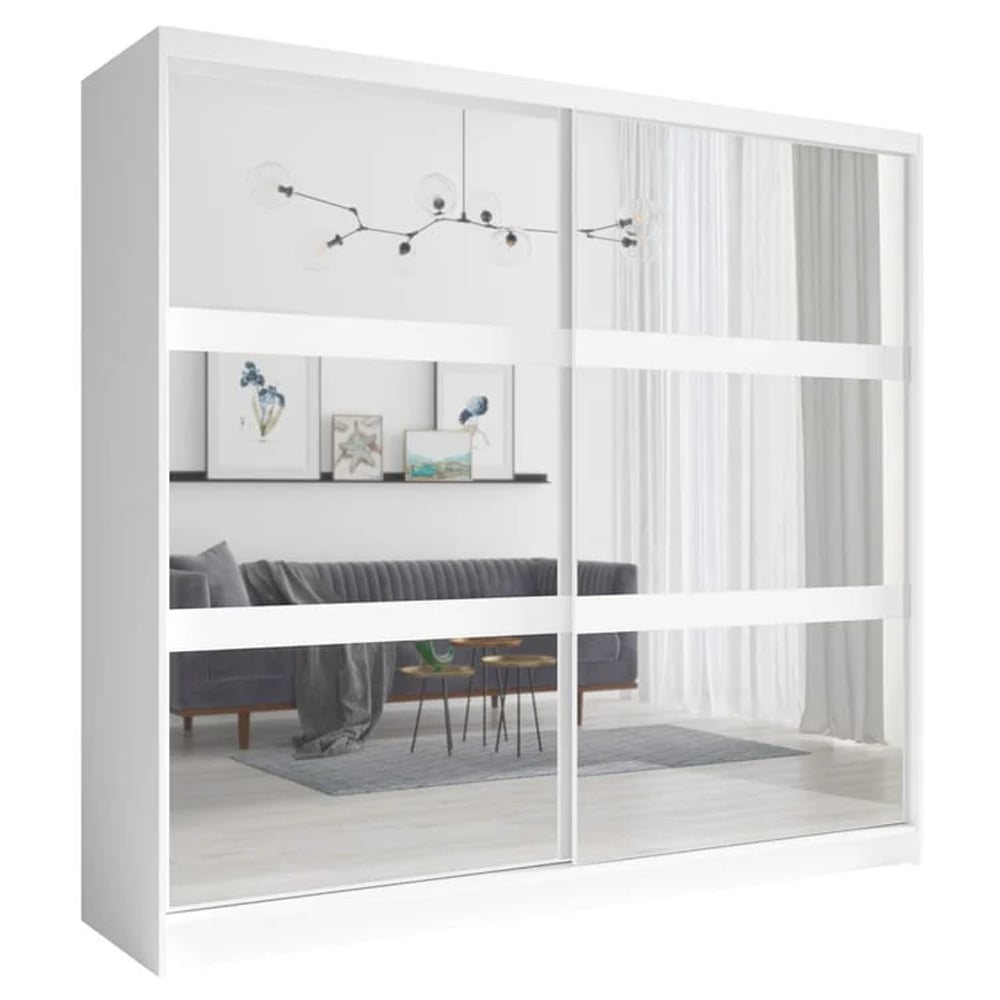 Flora Mirrored Wardrobe With 2 Sliding Doors In White