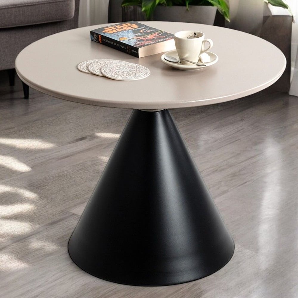 Florence Large Metal End Table With Black Base In Grey