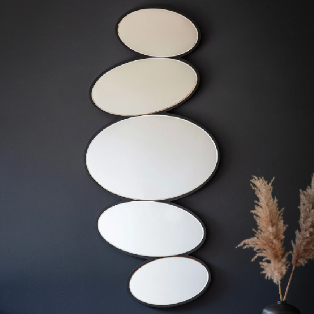 Folsom Glass Pebble Stack Mirror With Black Frame