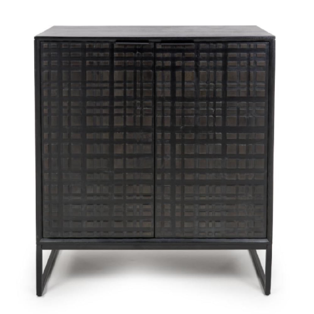 Folsom Wooden Drinks Cabinet With 2 Doors In Black