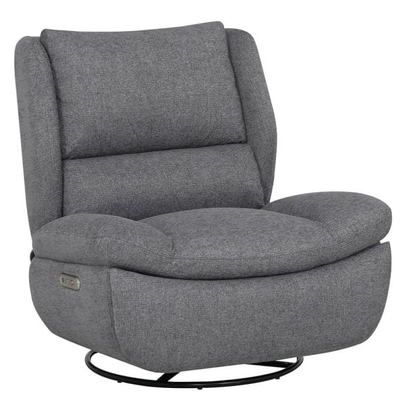 Fontana Fabric Electric Reclining Swivel Chair In Grey | Bed Sava