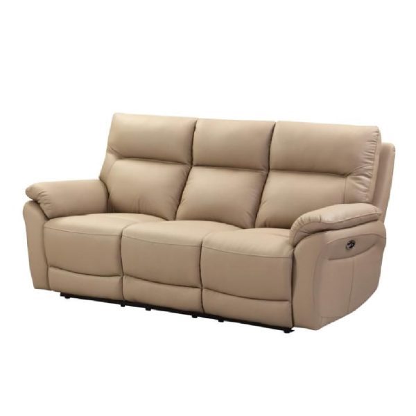 Fontana Faux Leather Recliner 3 Seater Sofa In Latte | Bed Sava