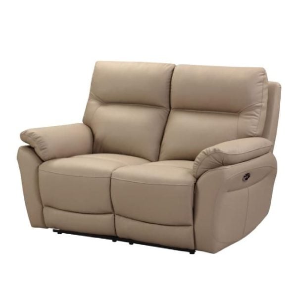Fontana Faux Leather Recliner 2 Seater Sofa In Latte | Bed Sava