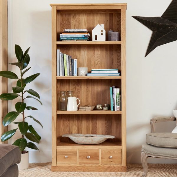 Fornatic Wooden Bookcase With 4 Shelves In Oak | Bed Sava