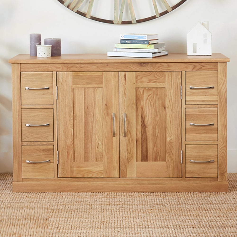 Fornatic Wooden Sideboard With 2 Doors 6 Drawers In Oak