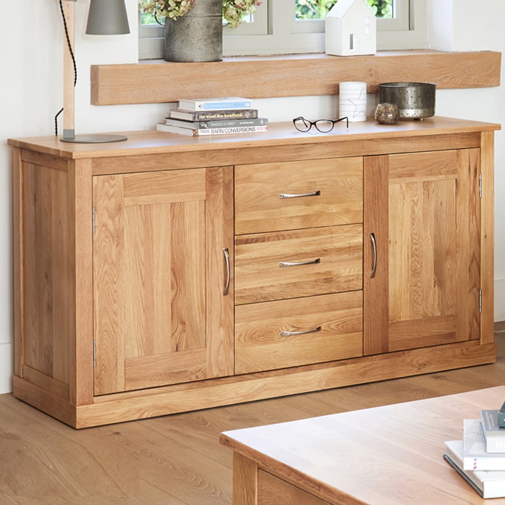 Fornatic Wooden Sideboard With 2 Doors 3 Drawers In Oak