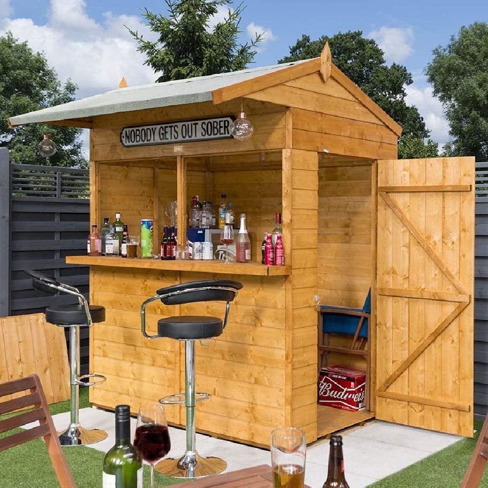 Forris Wooden Garden Bar Shed In Honey Brown