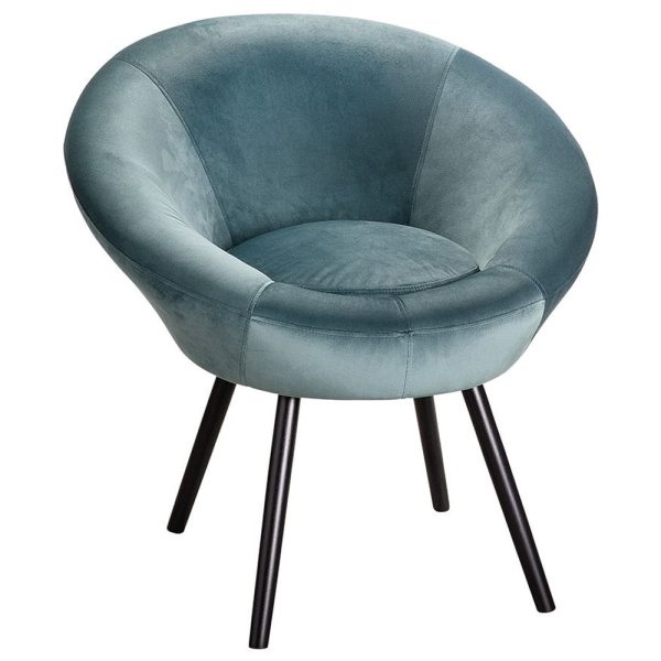 Fostoria Fabric Armchair With Metal Legs In Teal | Bed Sava