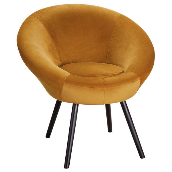 Fostoria Fabric Armchair With Metal Legs In Yellow | Bed Sava