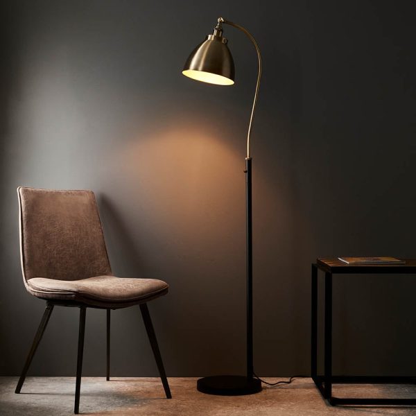Franklin Rolled Shade Floor Lamp In Antique Brass And Black | Bed Sava