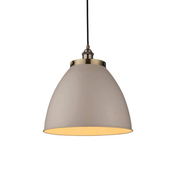 Franklin Rolled Shade Pendant Light In Taupe And Antique Brass | Bed Sava