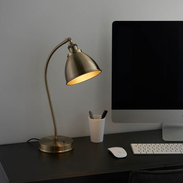 Franklin Rolled Shade Table Lamp In Antique Brass | Bed Sava