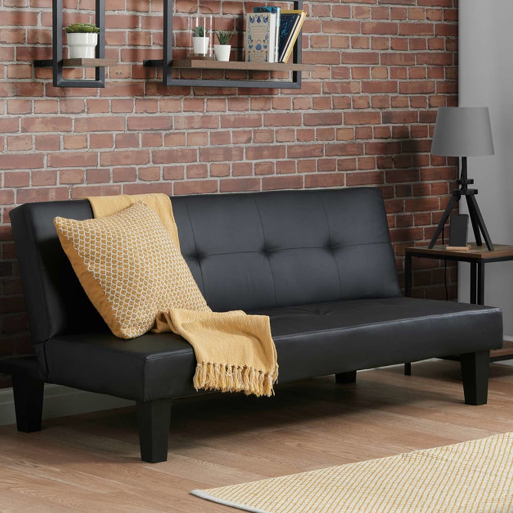 Franklins Faux Leather Sofa Bed In Black