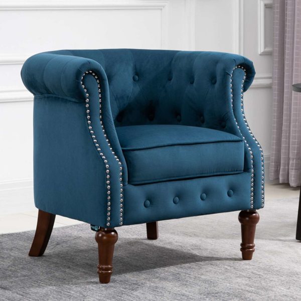 Freia Fabric Accent Chair In Blue | Bed Sava
