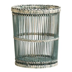 Frisco Rattan And Bamboo Washed Waste Bin In Rustic Grey | Bed Sava