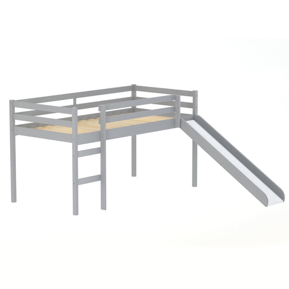 Frisco Wooden Mid Sleeper Bunk Bed With Slide In Grey