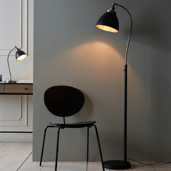 Funner Metal Shade Tall Floor Lamp In Matt Black | Bed Sava