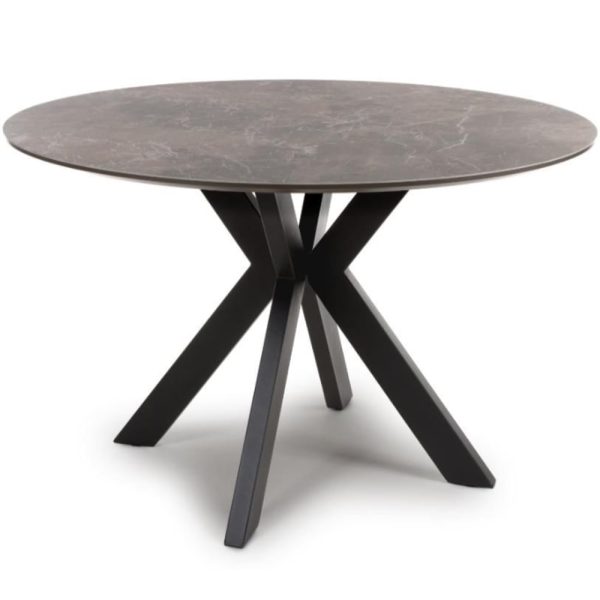 Gabri Large Sintered Stone Round Dining Table In Black | Bed Sava