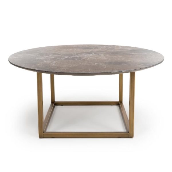 Gabri Sintered Stone Round Coffee Table In Grey | Bed Sava