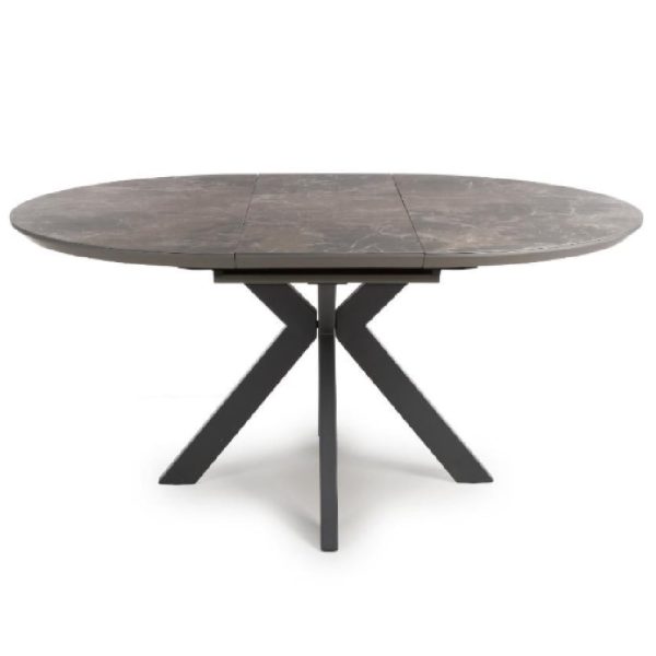 Gabri Sintered Stone Round Extending Dining Table In Grey | Bed Sava