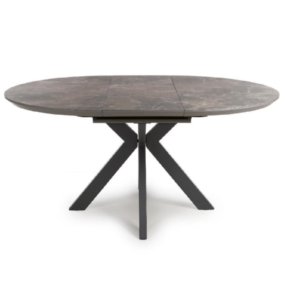 Gabri Sintered Stone Round Extending Dining Table In Grey
