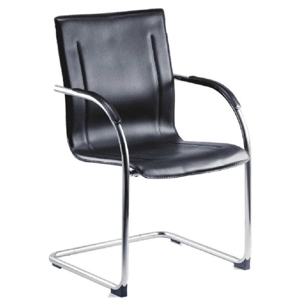 Gaffney Leather Home And Office Chair With Chrome Legs In Black | Bed Sava