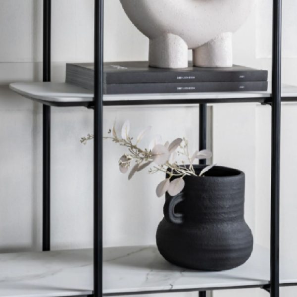 Galax Small Cement Vase In Black | Bed Sava
