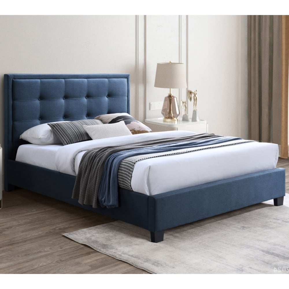 Galena Fabric Small Double Bed In Bolero Steel Blue
