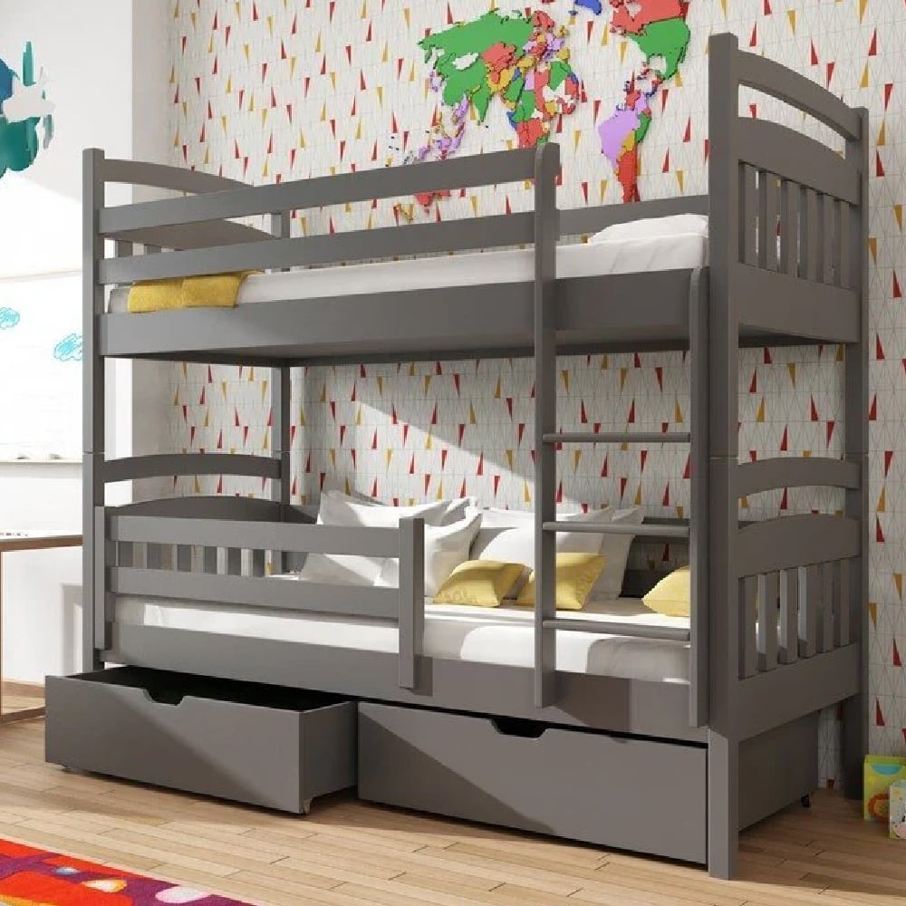 Galena Wooden Bunk Bed With Bonnell Mattress In Graphite