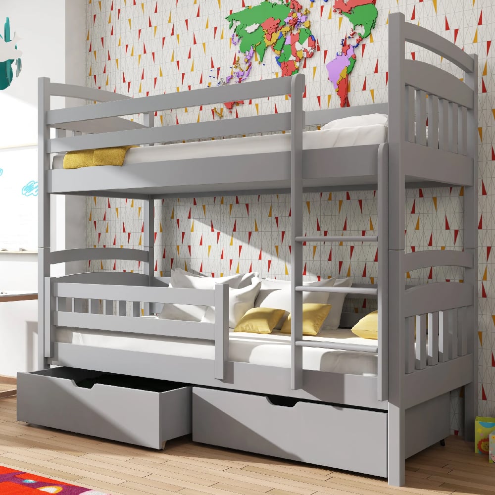 Galena Wooden Bunk Bed With Bonnell Mattress In Matt Grey