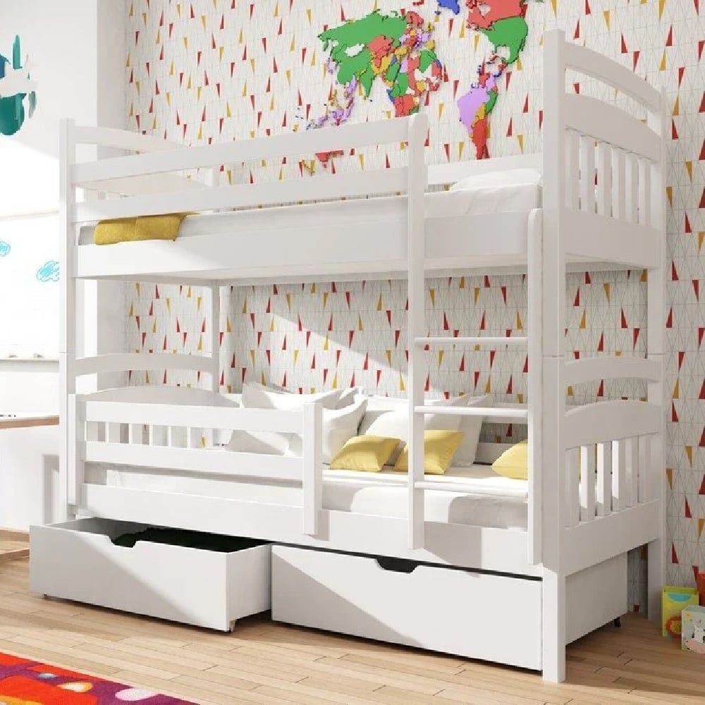Galena Wooden Bunk Bed With Bonnell Mattress In Matt White