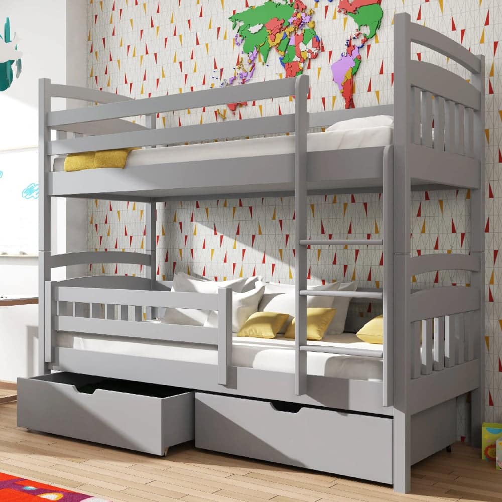 Galena Wooden Bunk Bed Without Mattress In Matt Grey