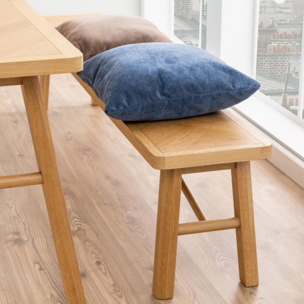 Galveston Wooden Rectangular Dining Bench In Matt Oak | Bed Sava