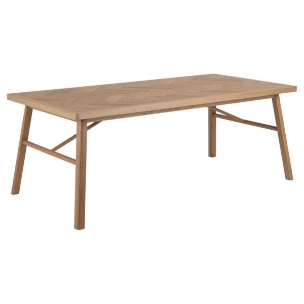 Galveston Wooden Rectangular Dining Table In Matt Oak | Bed Sava