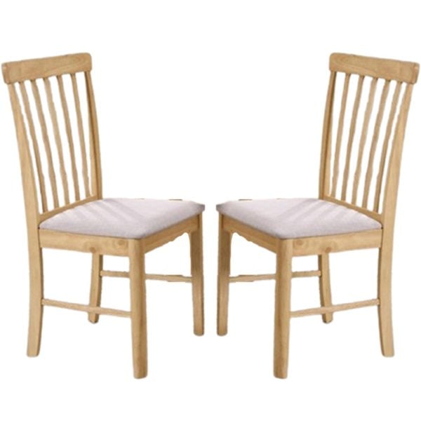 Garnet Oak Wooden Dining Chairs With Fabric Seat In Pair | Bed Sava
