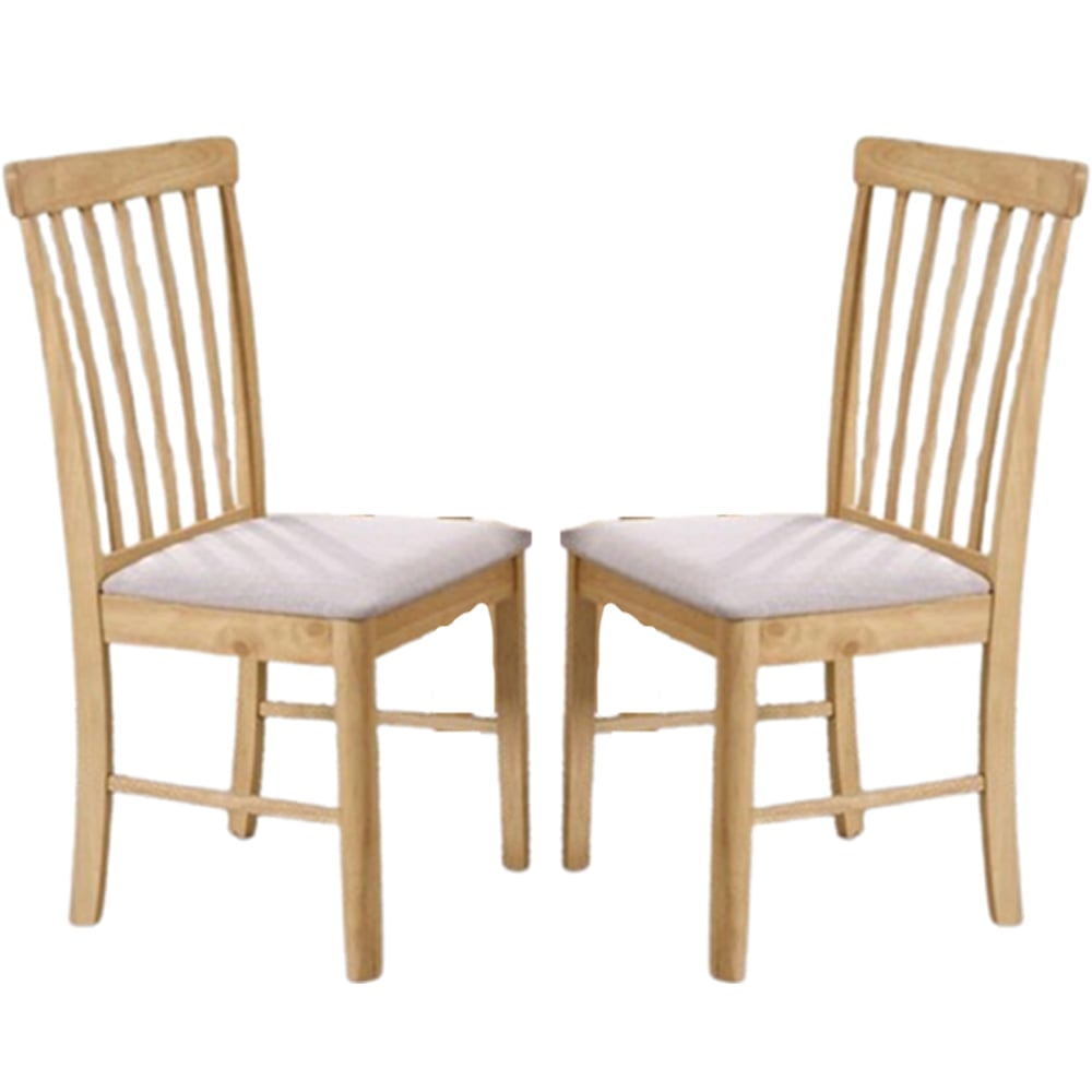 Garnet Oak Wooden Dining Chairs With Fabric Seat In Pair