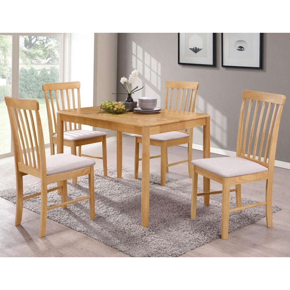 Garnet Wooden Dining Table With 4 Chairs In Oak