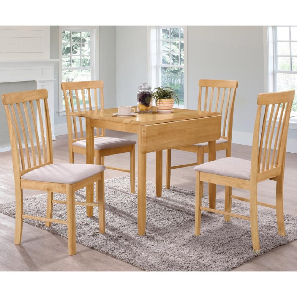 Garnet Wooden Square Drop Leaf Dining Table With 4 Chairs In Oak