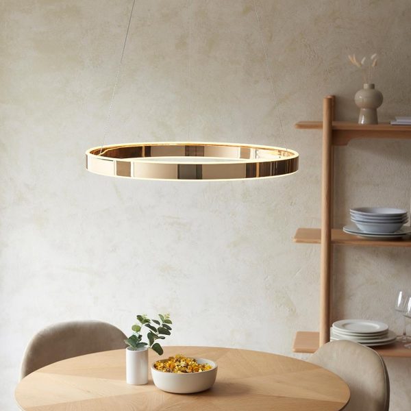 Garwood LED Frosted Glass Ceiling Pendant Light In Gold | Bed Sava