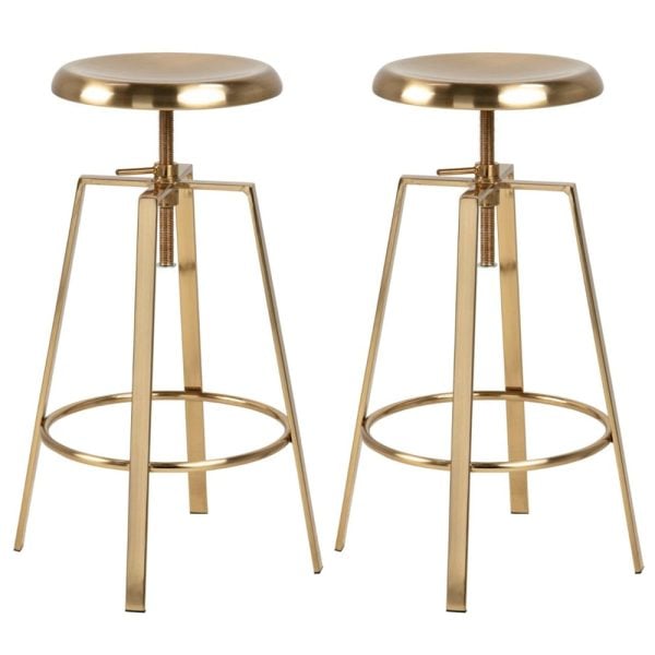 Gastonia Gold Metal Bar Stools In Pair | Bed Sava