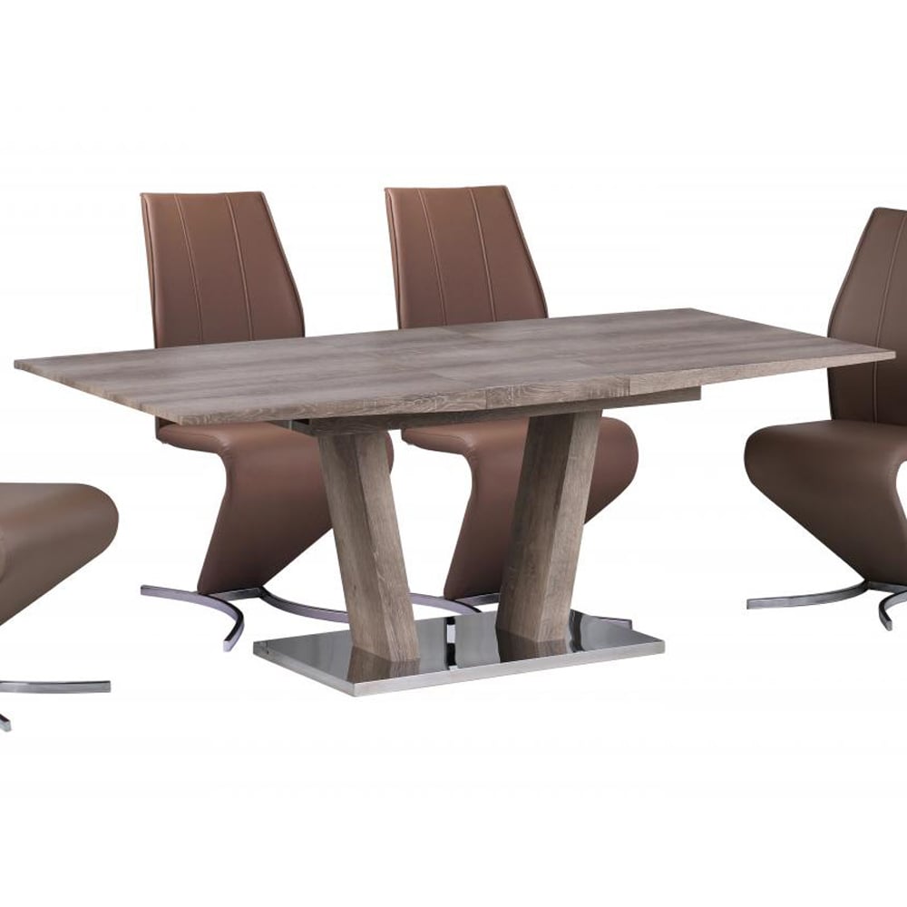 Gavrila Wooden Extending Dining Table With Steel Base In Natural
