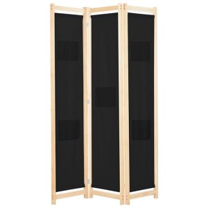 Gavyn Fabric 3 Panels 120cm x 170cm Room Divider In Black | Bed Sava