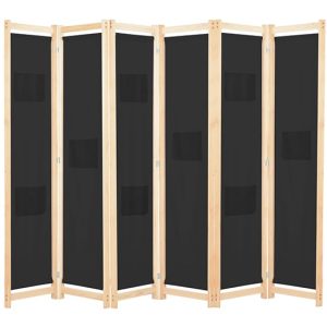 Gavyn Fabric 6 Panels 240cm x 170cm Room Divider In Black | Bed Sava
