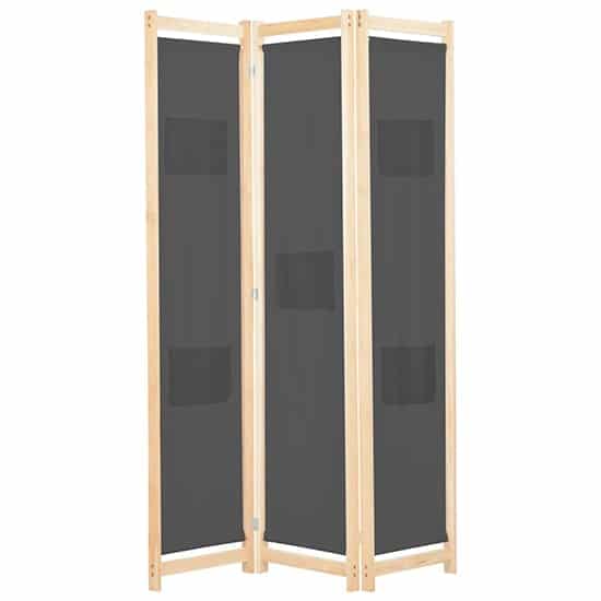 Gavyn Fabric 3 Panels 120cm x 170cm Room Divider In Grey