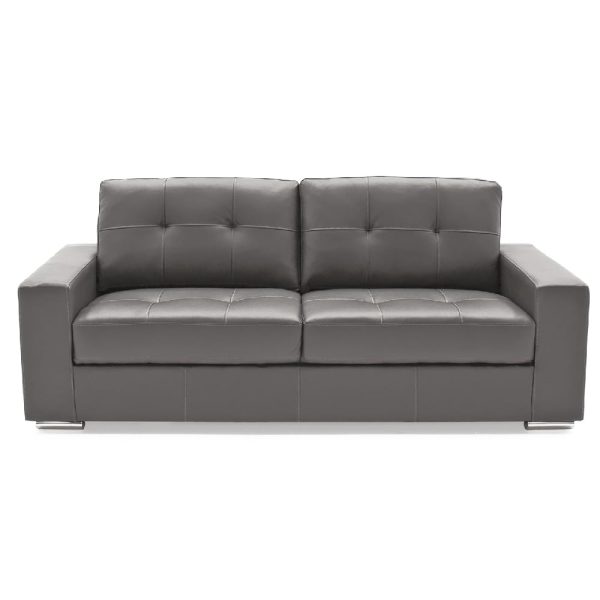 Gemonian Leather 3 Seater Sofa In Grey | Bed Sava