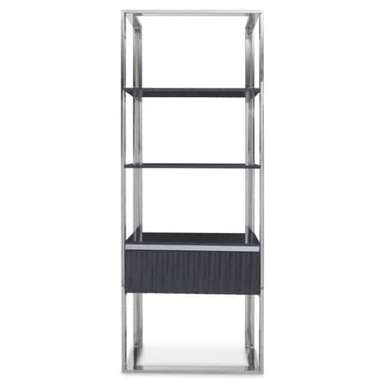 Genera High Gloss Shelving Unit With Silver Steel Frame In Grey